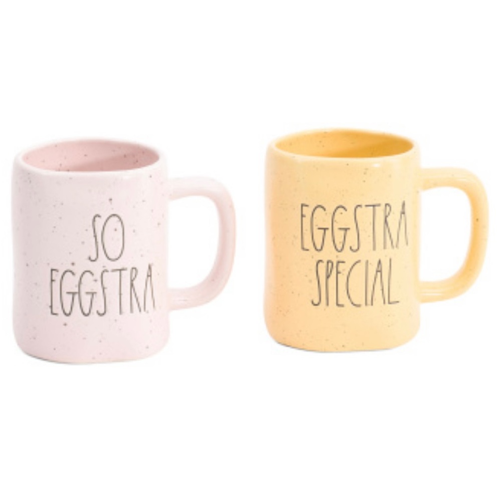 🐣 Rae Dunn Mug Set “SO EGGSTRA SPECIAL” Easter Yellow Pink - Picture 2 of 8